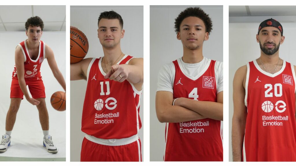 Quelques étudiants en media day pour la présentation de l'équipe universitaire de basketball de l'ISG Sport Business Management